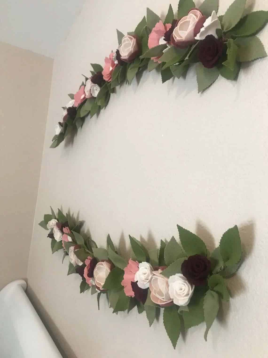 Feminine and Flirty Felt Flower Garland