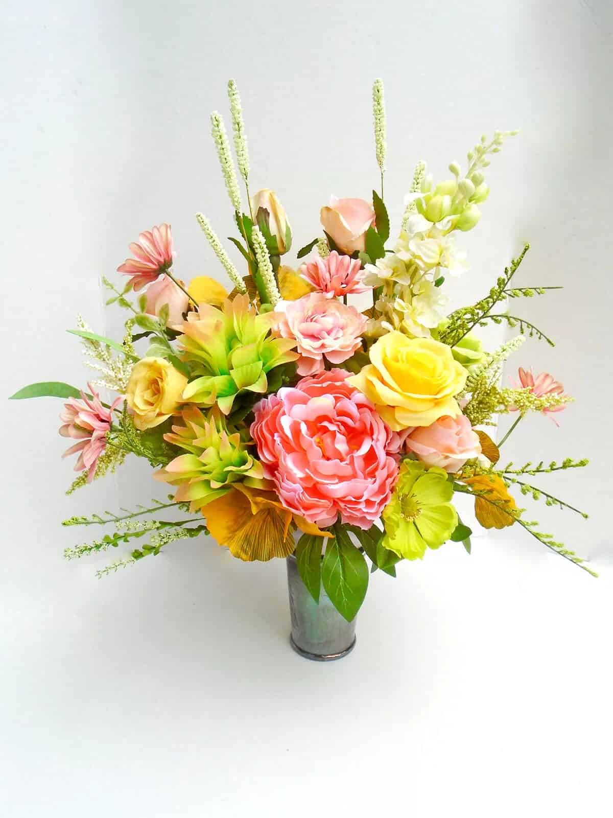 Eye-Catching Peach and Yellow Handmade Centerpiece