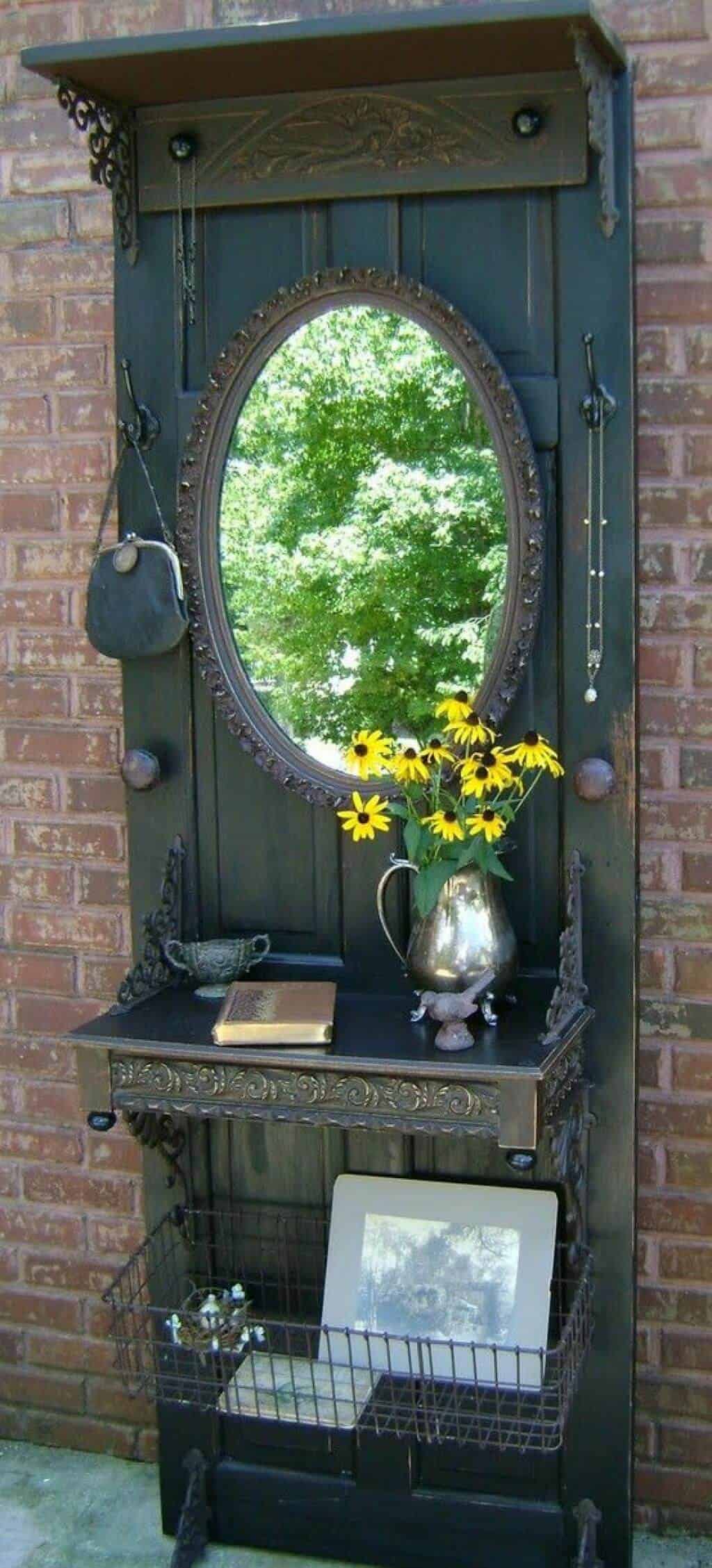 Gothic Door Turned Vanity and Letter Desk