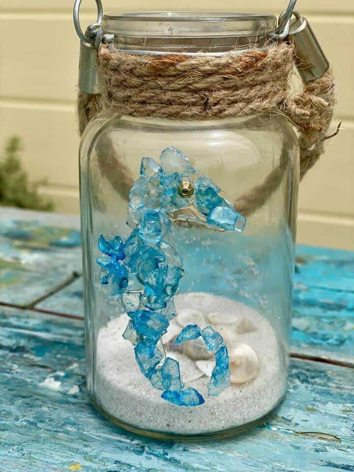 Adorable Sea Glass Seahorse on a Jar