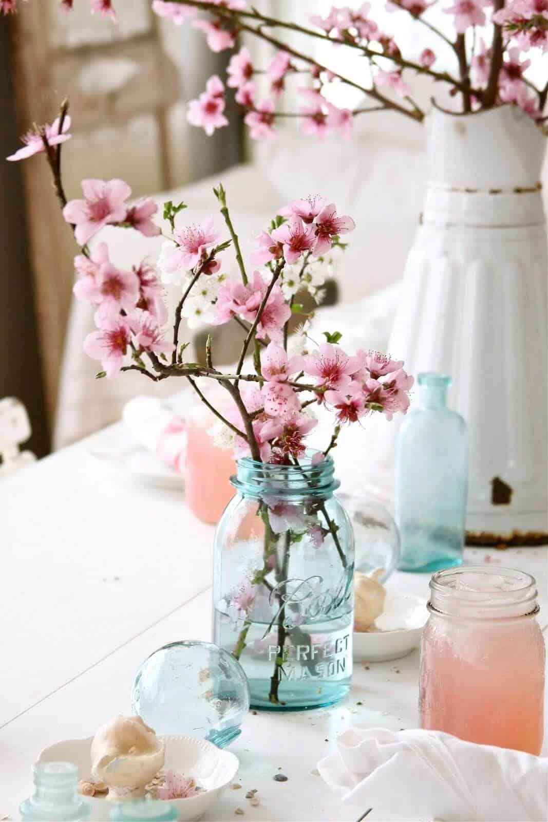 Simple Cherry Blossoms in a Mason Jar