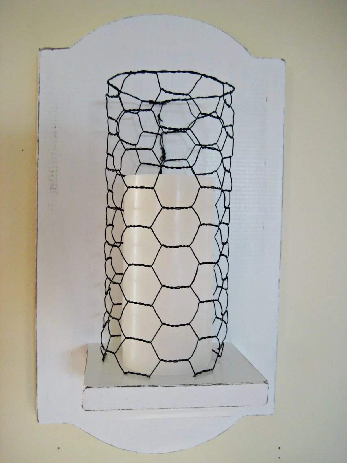 Chicken Wire Wall Sconce with Candle