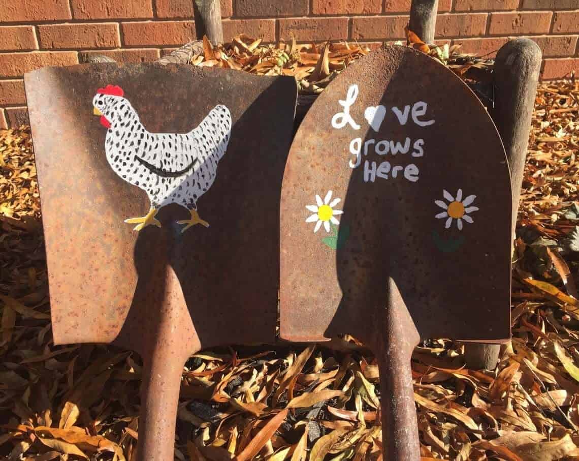 Love Grows Here Upcycled Shovel Garden Art