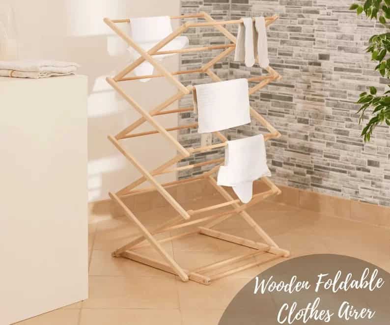 Handmade Wooden Drying Rack that Folds Flat