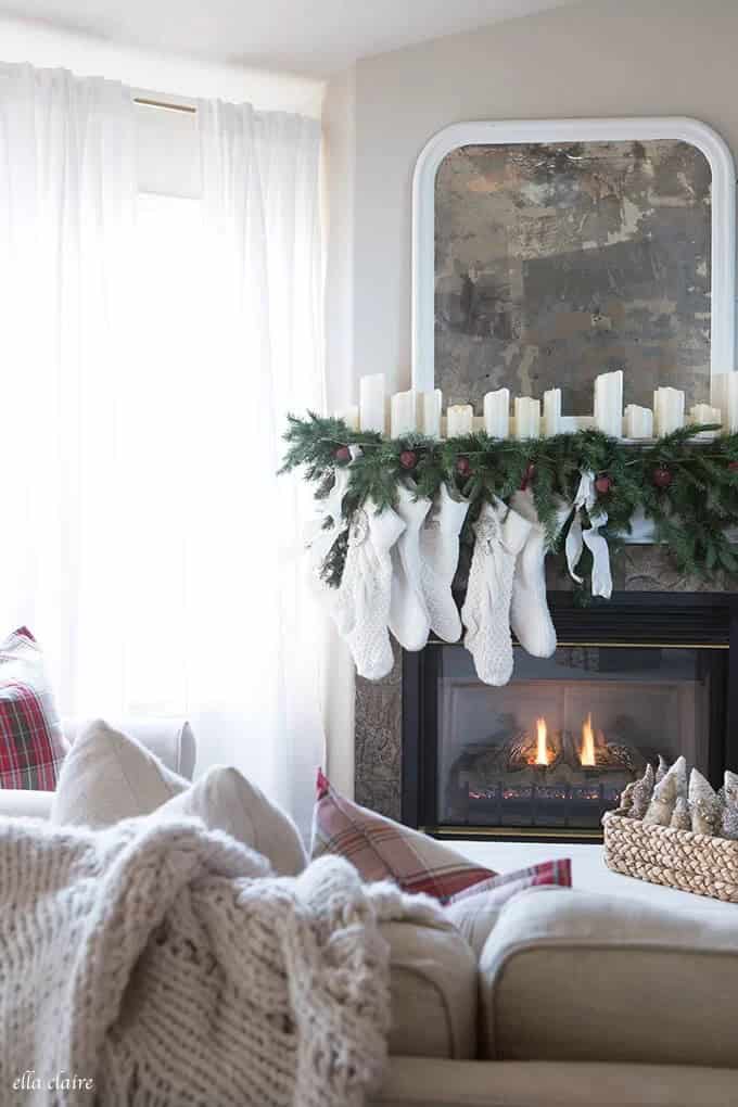 Large Family Staggered Stockings Fireplace Decorations