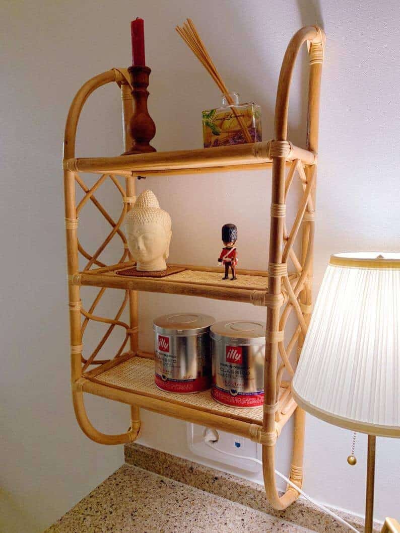 Blonde Bamboo Three-Tiered Wall Shelf