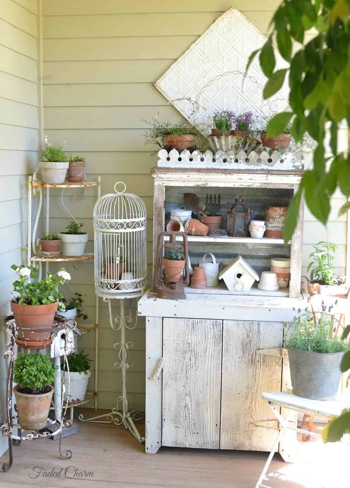 Shabby Chic Gardener’s Dream Summer Porch Workspace