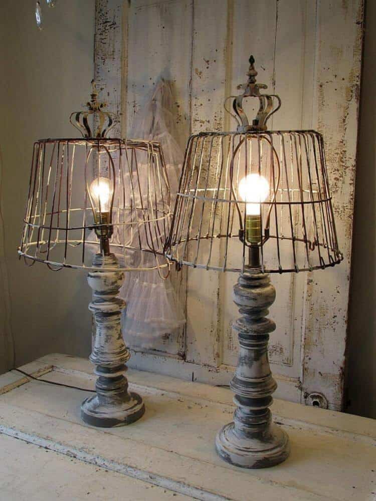 Antique Wire and Spindle Table Lamp