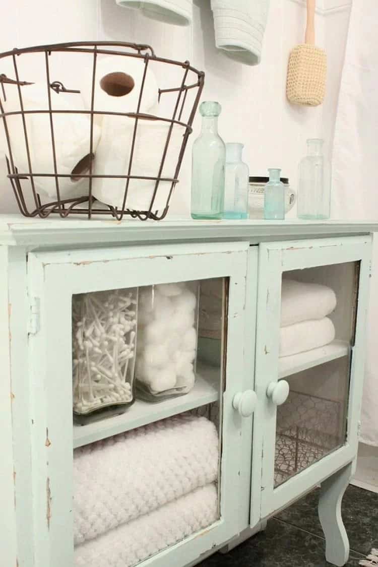 Chalk Painted Bathroom Storage Cabinet