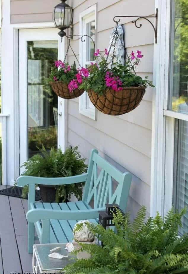 Hanging Coir Planters Over a Bench