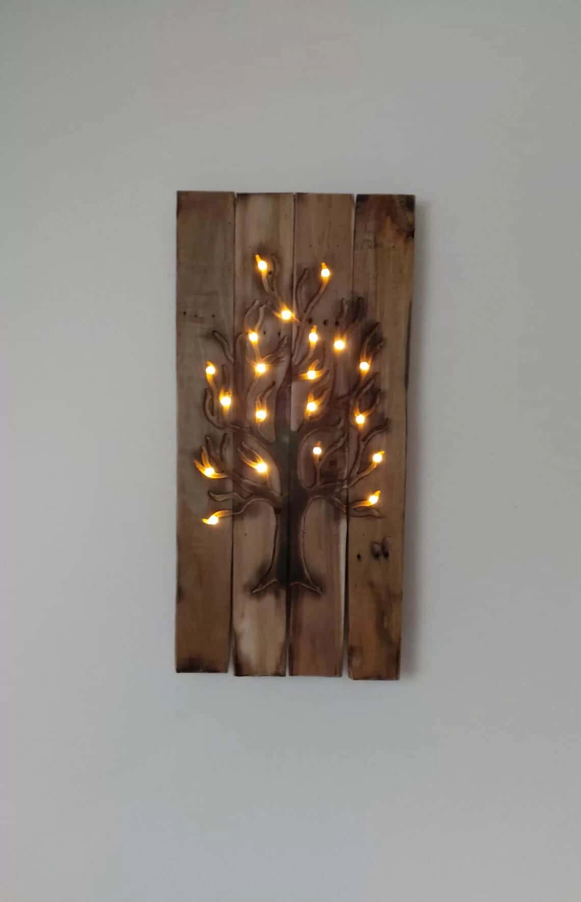 Unique Pre-Lit Tree Wooden Wall Art