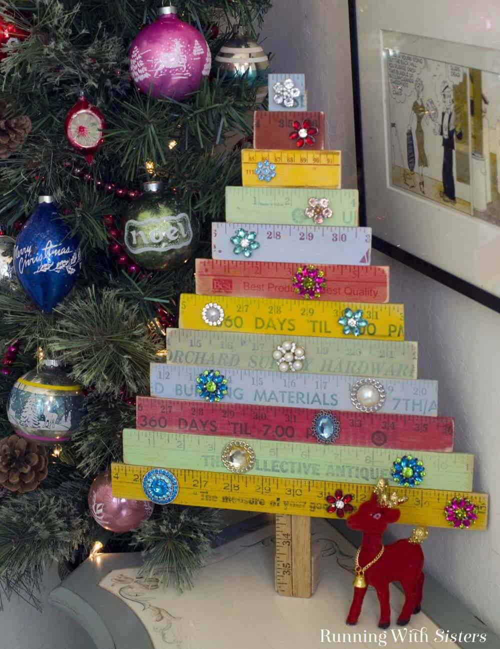 Colorfully Painted Vintage Yardstick Tree