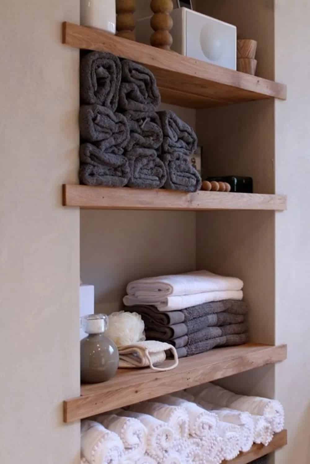 Built-in Natural Wood Shelving