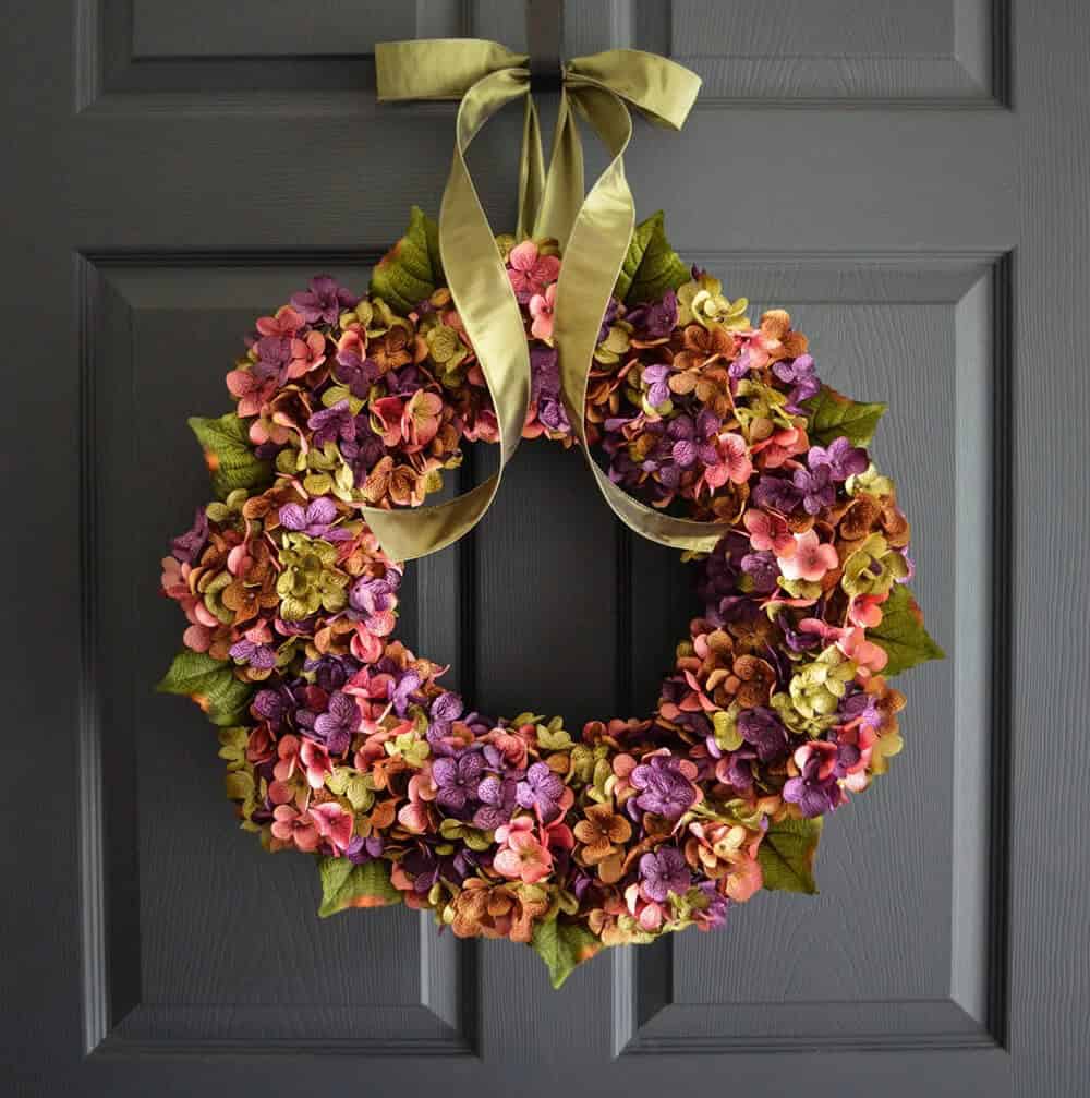 Muted Summer Wreath with Hydrangeas