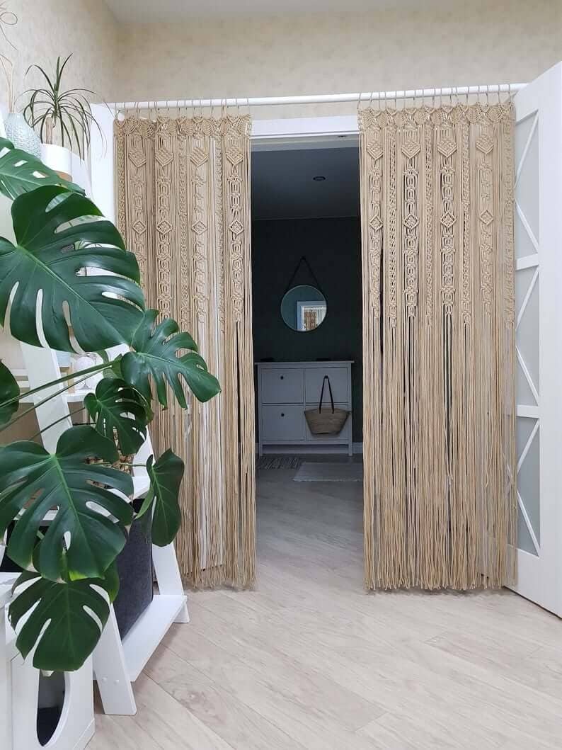 Macrame Curtains on Hanging Rod