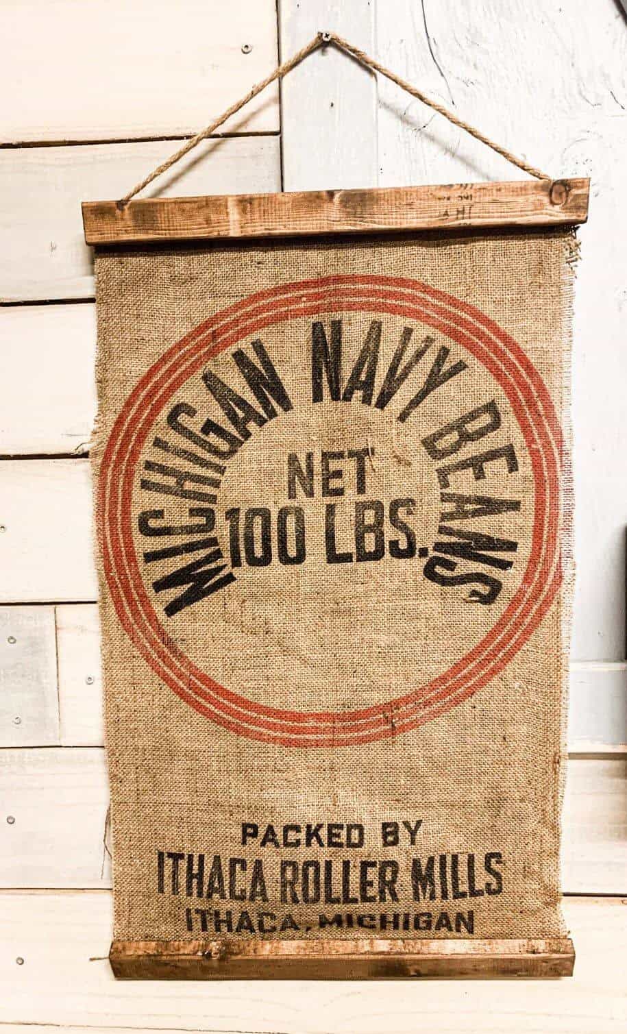 Nostalgic Bean Sack Turned Hanging Banner