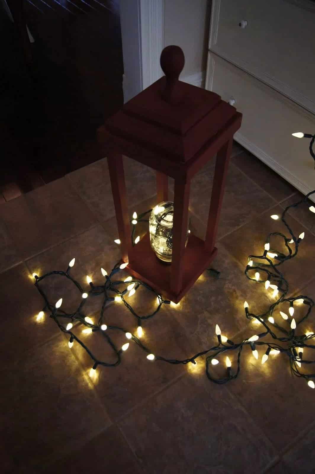 Charming Wooden Lantern with Mason Jar Light