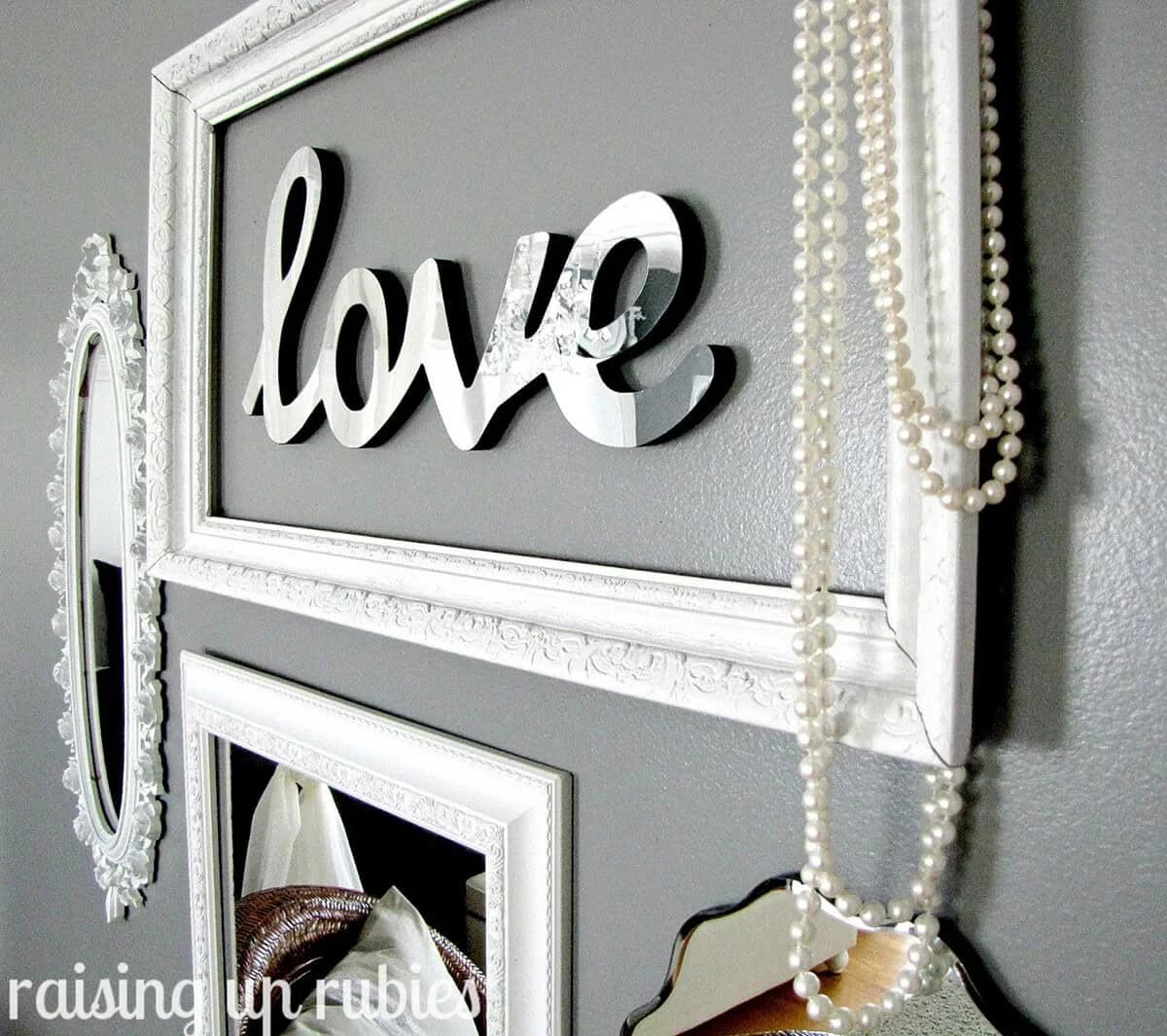 Scripted Love Set in White Vintage Frame