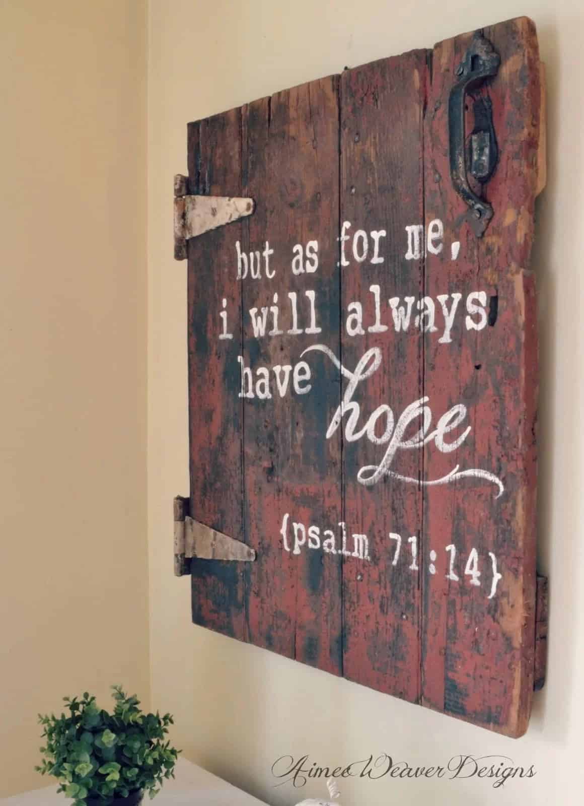 Reclaimed Door with Bible Verse