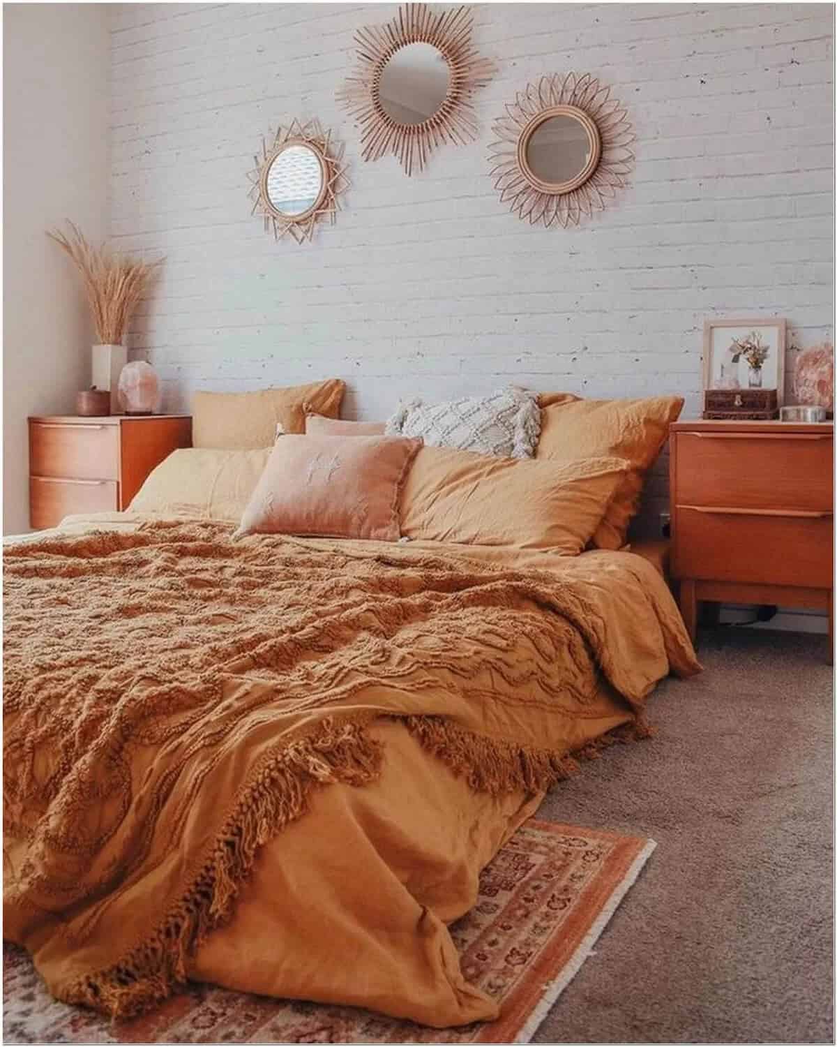 Lively Burnt Orange and Brown Bedroom Setup