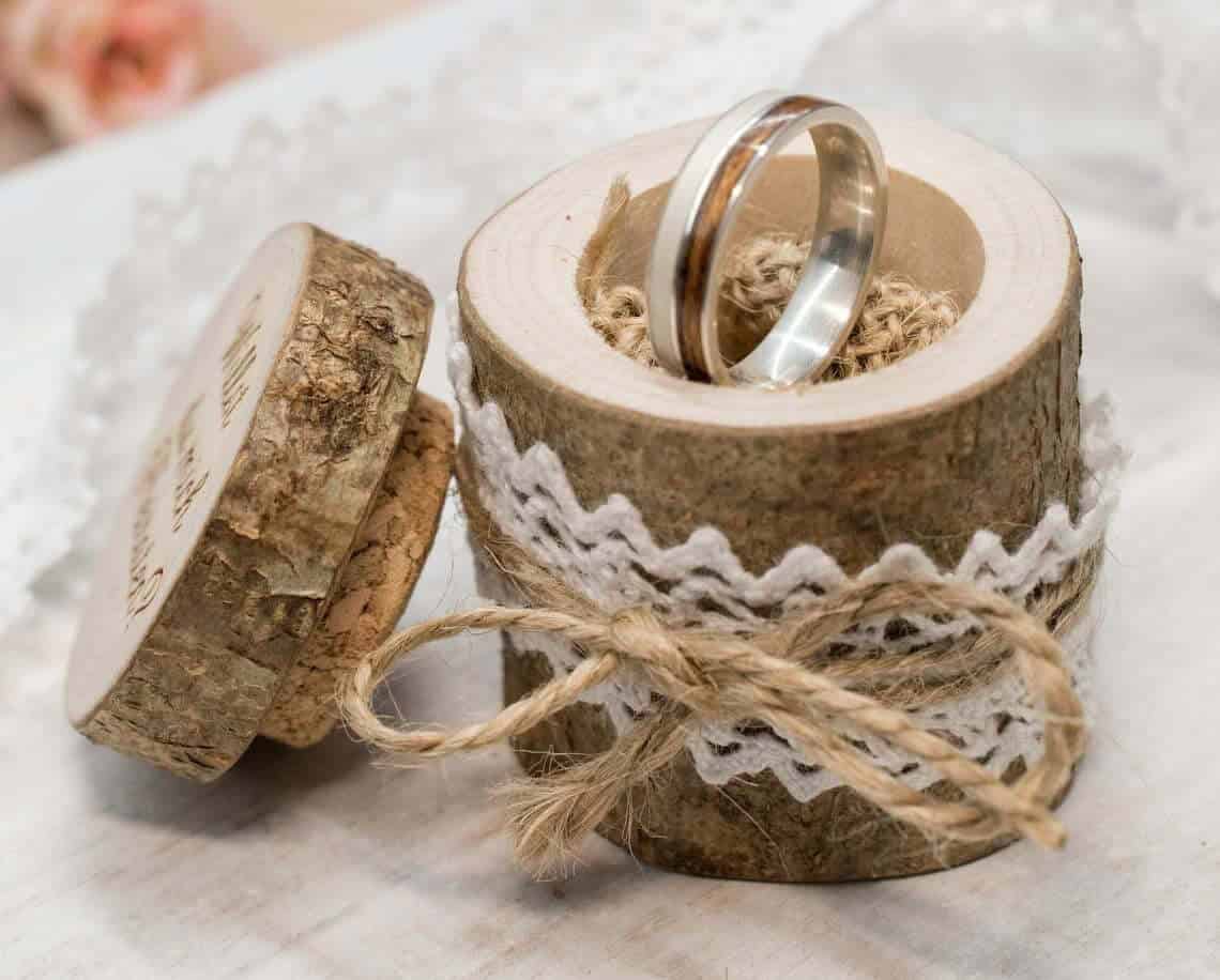 Rustic Wood Slice Engagement Ring-Bearer Box