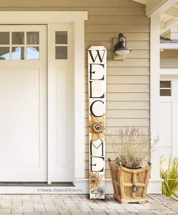 Vertical and Unique Painted Wooden Sign