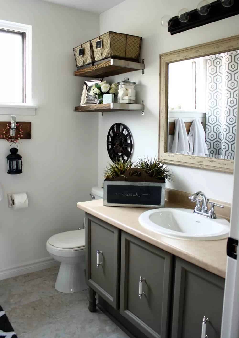 Industrial Chic Updates to Dated Fixtures for Small Bathroom