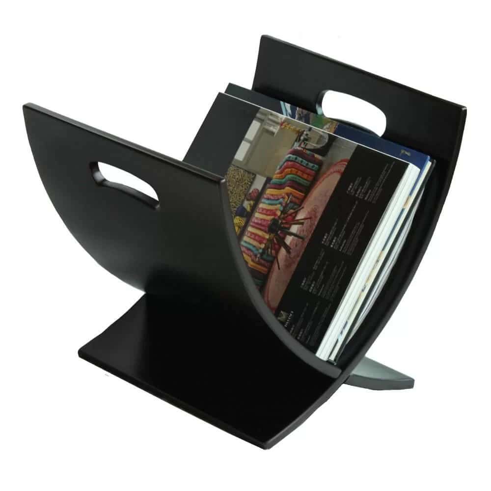 Black Contemporary Wood Magazine Rack