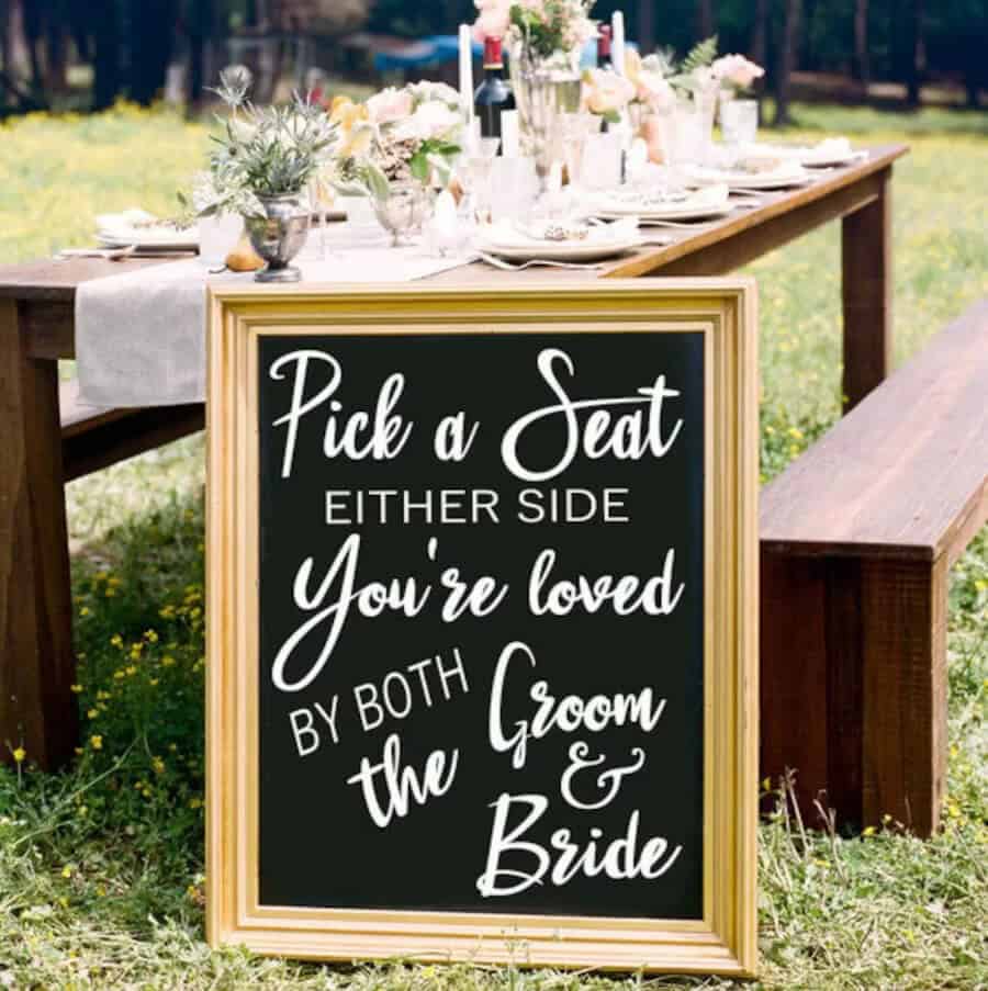 DIY Wedding Reception Seating Vinyl Sign