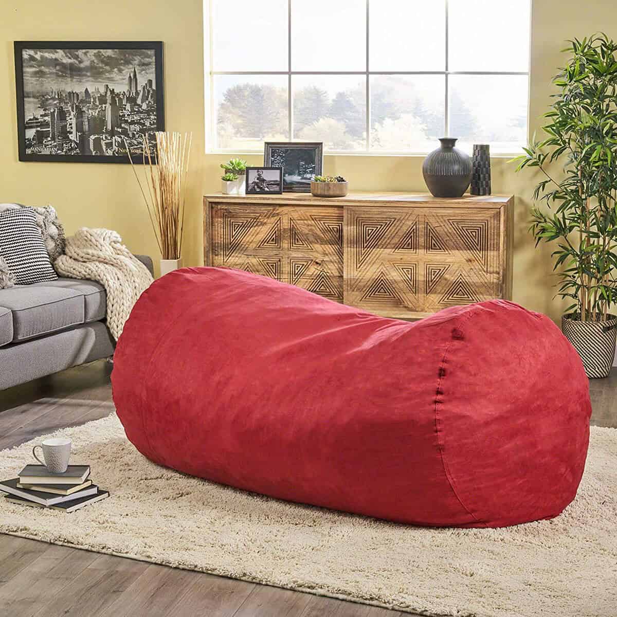 David Faux Suede 8-Foot Bean Bag Lounger