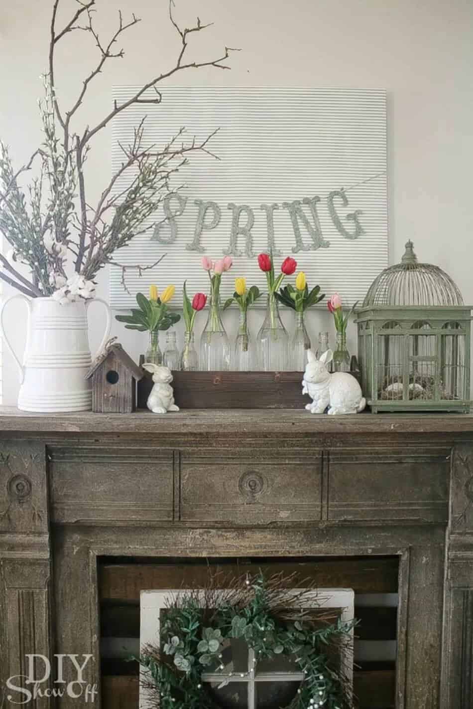 Mini Glass Jar with Tulips and Metal Sign