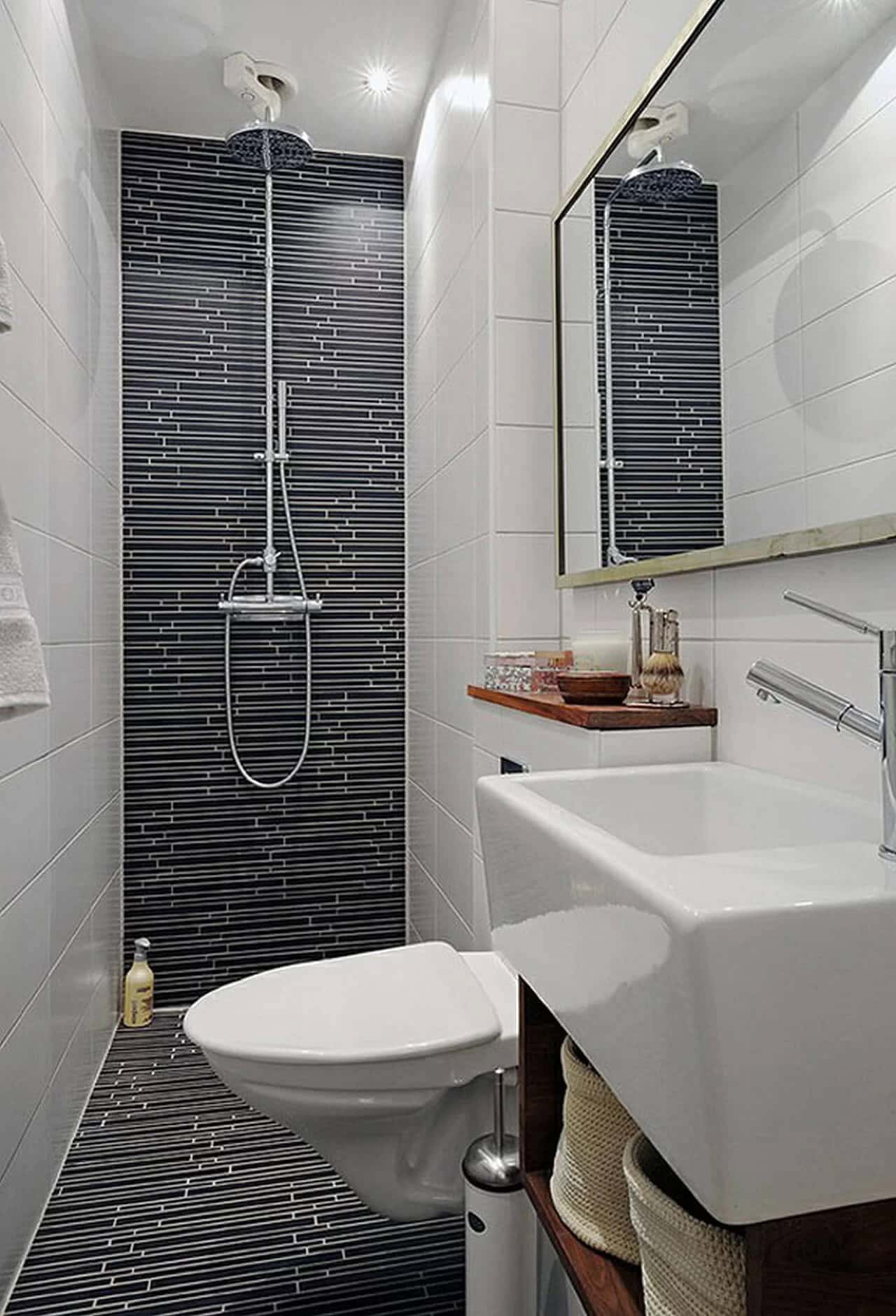 Curtain-Free Wet Room with Modern Wall Tile