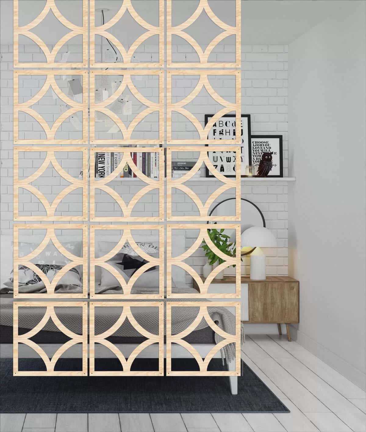 Geometric Decorative Wood Hanging Divider Screen