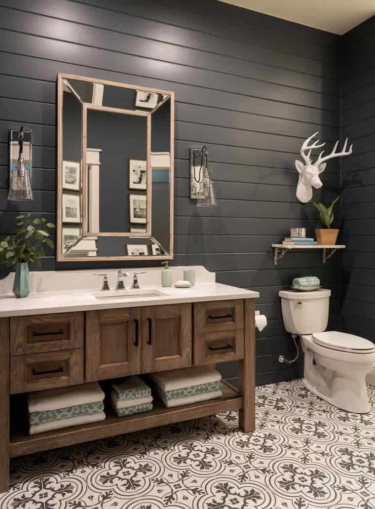 Large Rustic Vanity with Weathered Wood