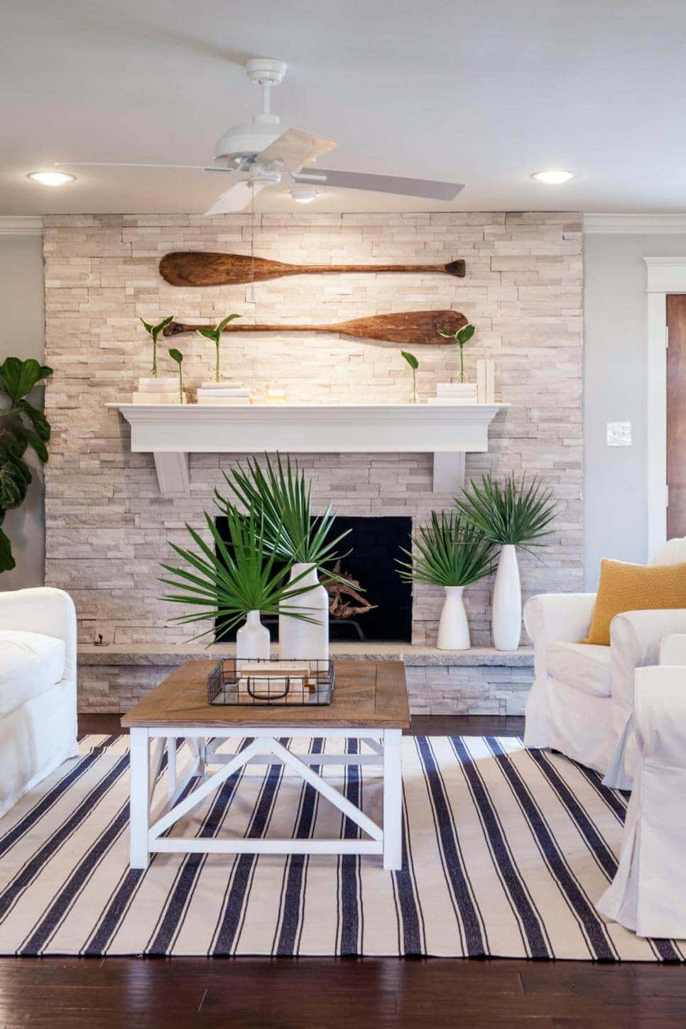 Palms in Front of a Cozy Fireplace