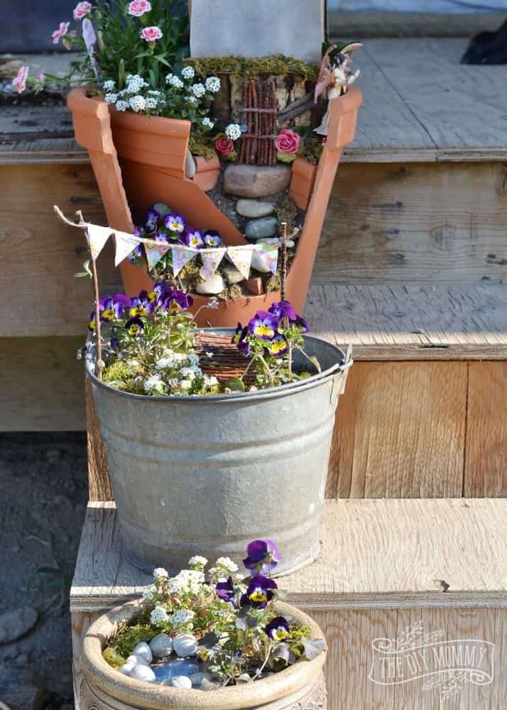 Metal Bucket Mini Garden Scenes