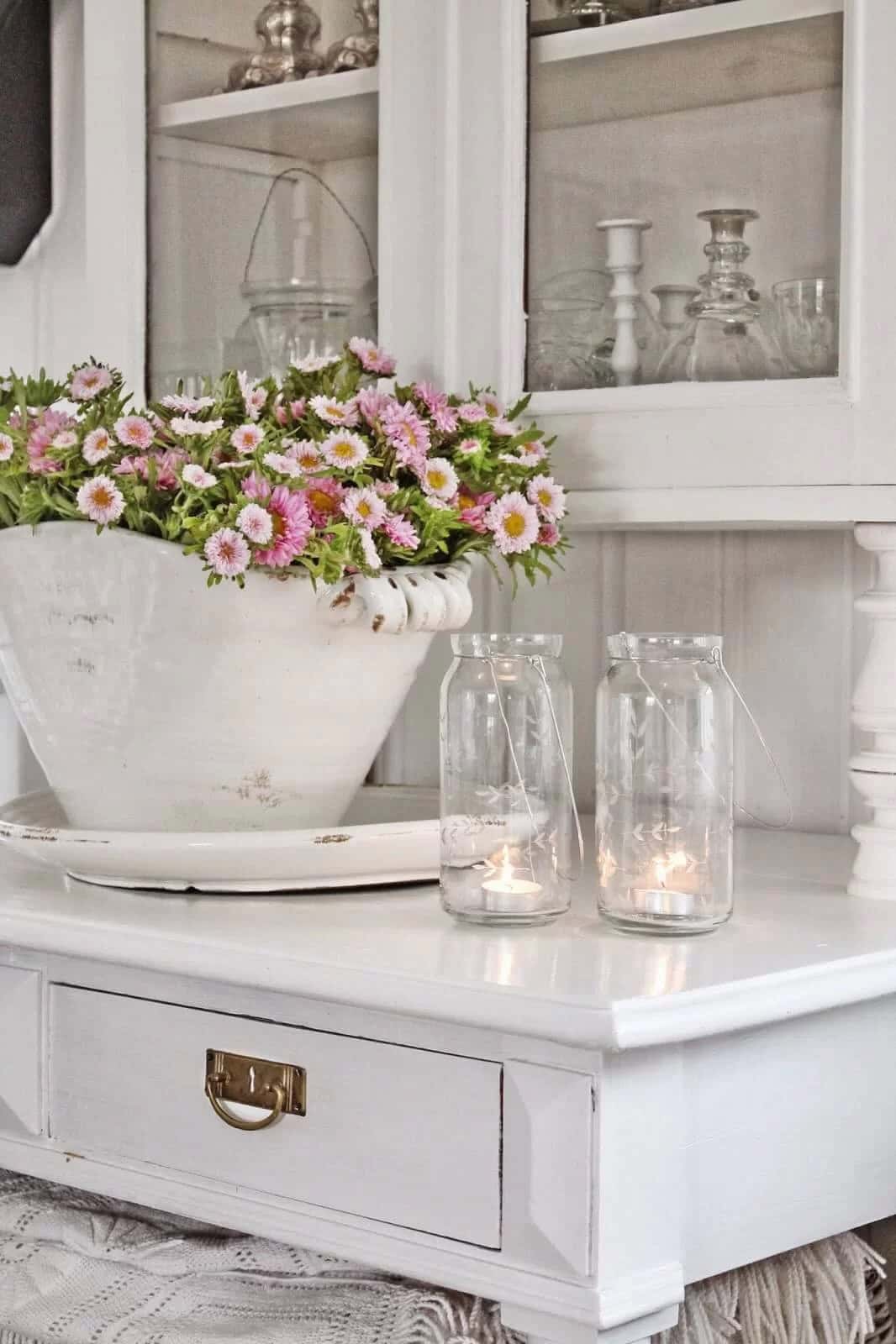 White Cabinetry With Metal Accents