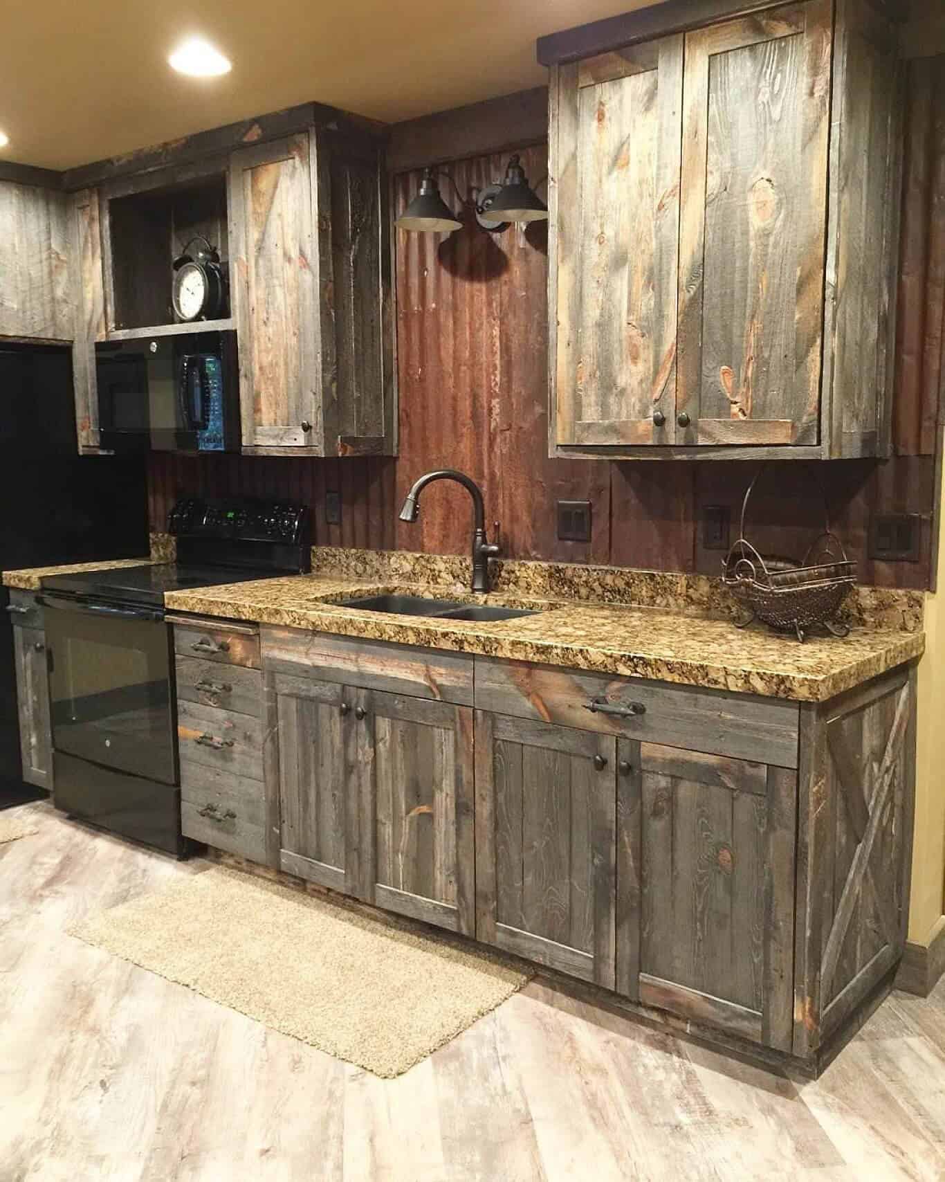 Distressed Reclaimed Wood Cabinetry