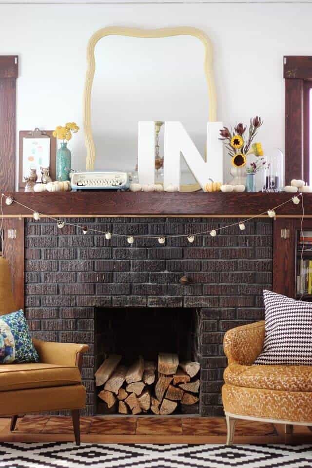 Delightfully Eclectic Fall Mantel Home Decor Idea