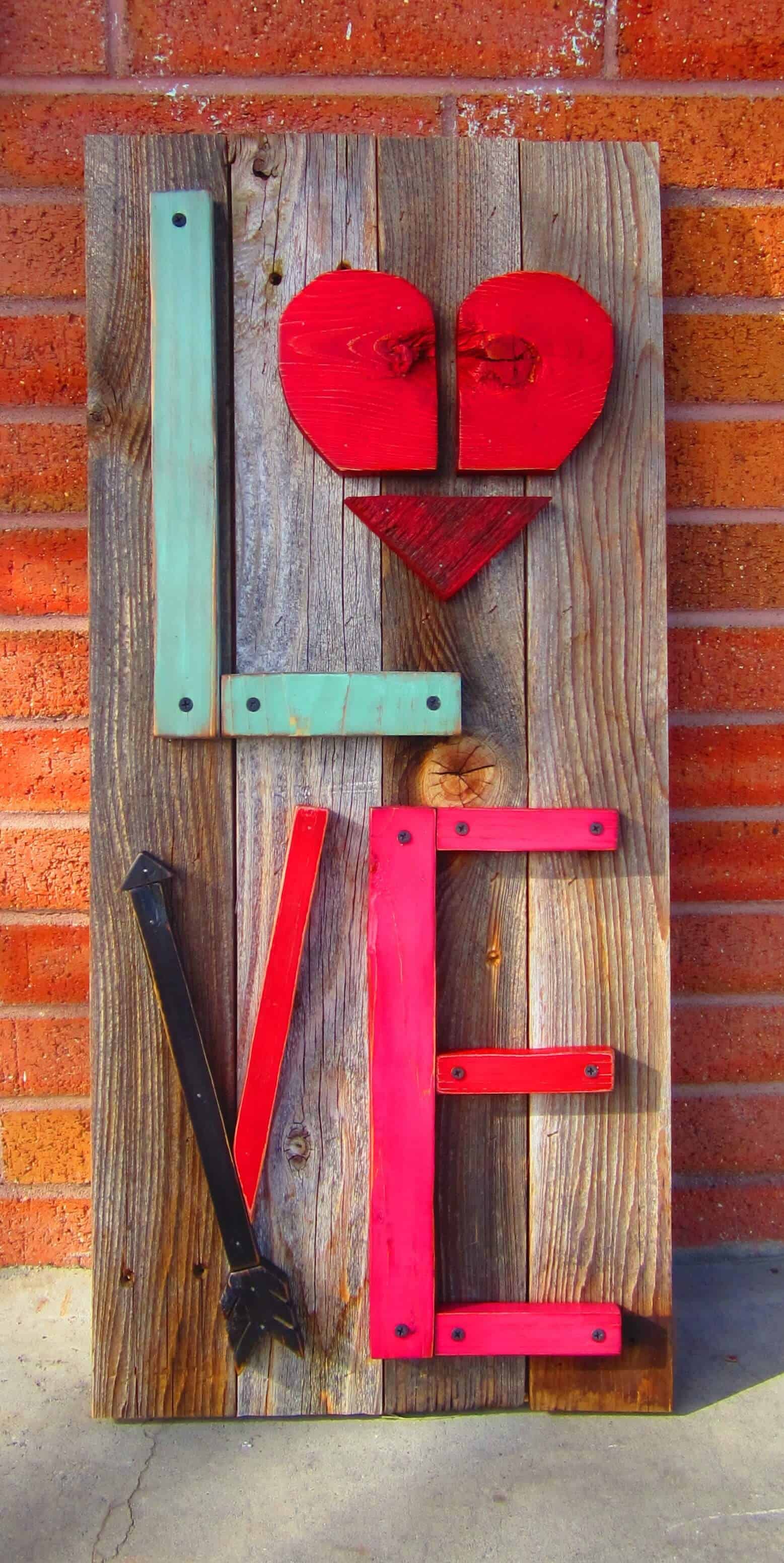 DIY Industrial L-O-V-E with Reclaimed Wood