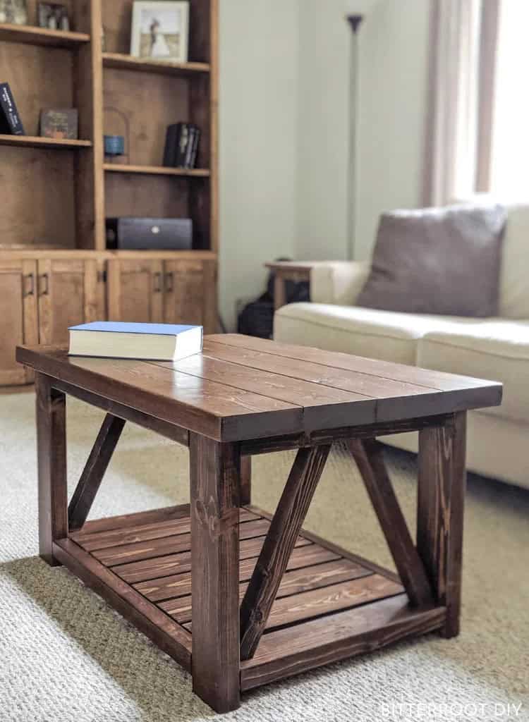 Stained Coffee Farmhouse Kitchen Table with Truss Sides