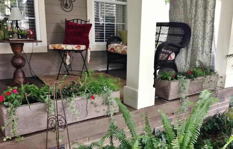 Large Wooden Planters with a Variety of Flowers