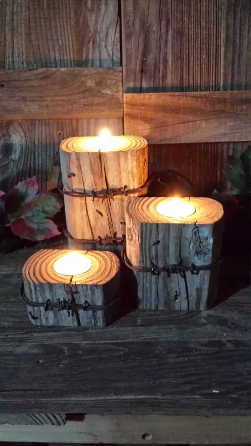 Candle Holders with Barbed Wire