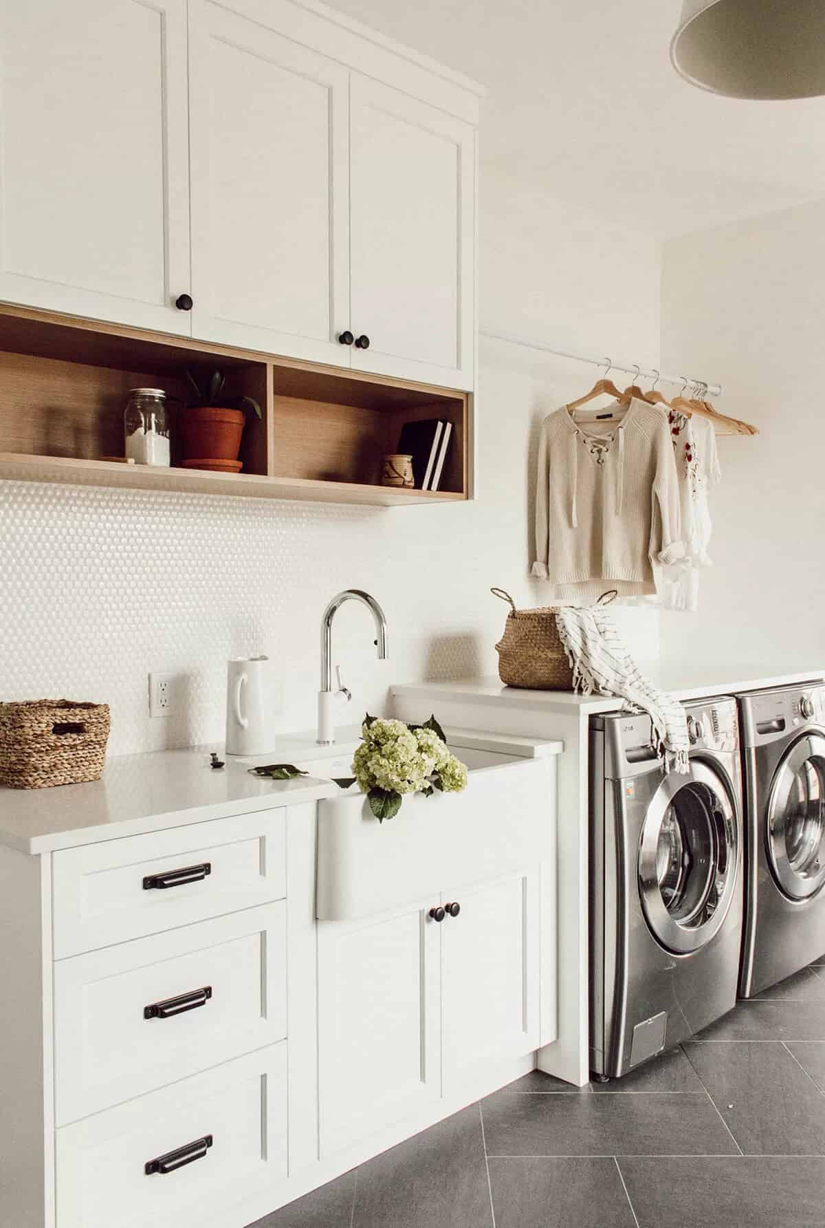 Laundry Room Penny Tile Backsplash