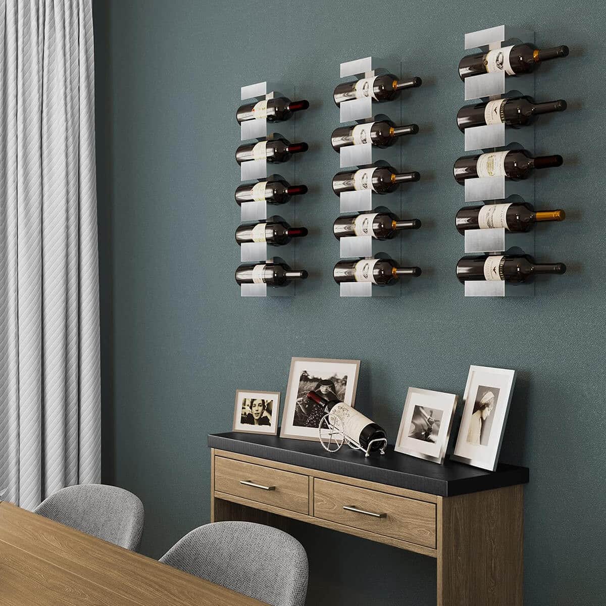 Modern Stainless Steel Five-Bottle Wine Rack