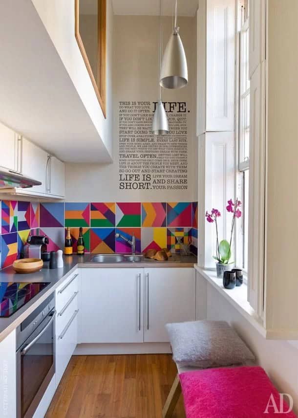 A Very Narrow Space Becomes Larger in this Small Kitchen Design