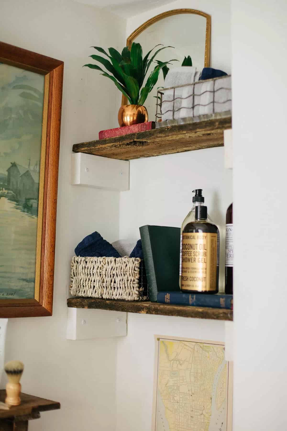 Full of Love and Character Wooden Bath Shelves Nook