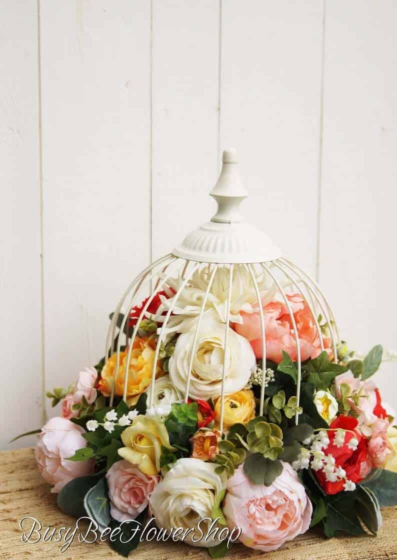 Full of Flower Buds Stuffed Birdcage Cloches