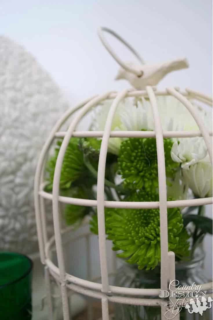 White Simplicity Bird Adorned Birdcage Decoration