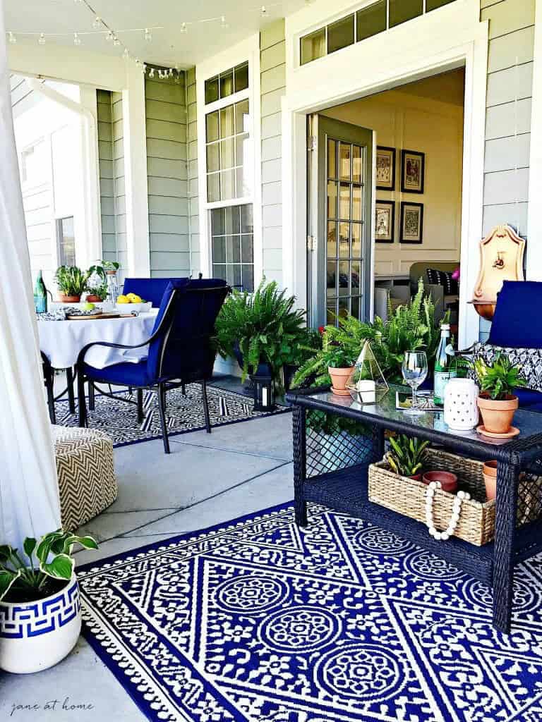 Contemporary Bright Blue Outdoor Living Set